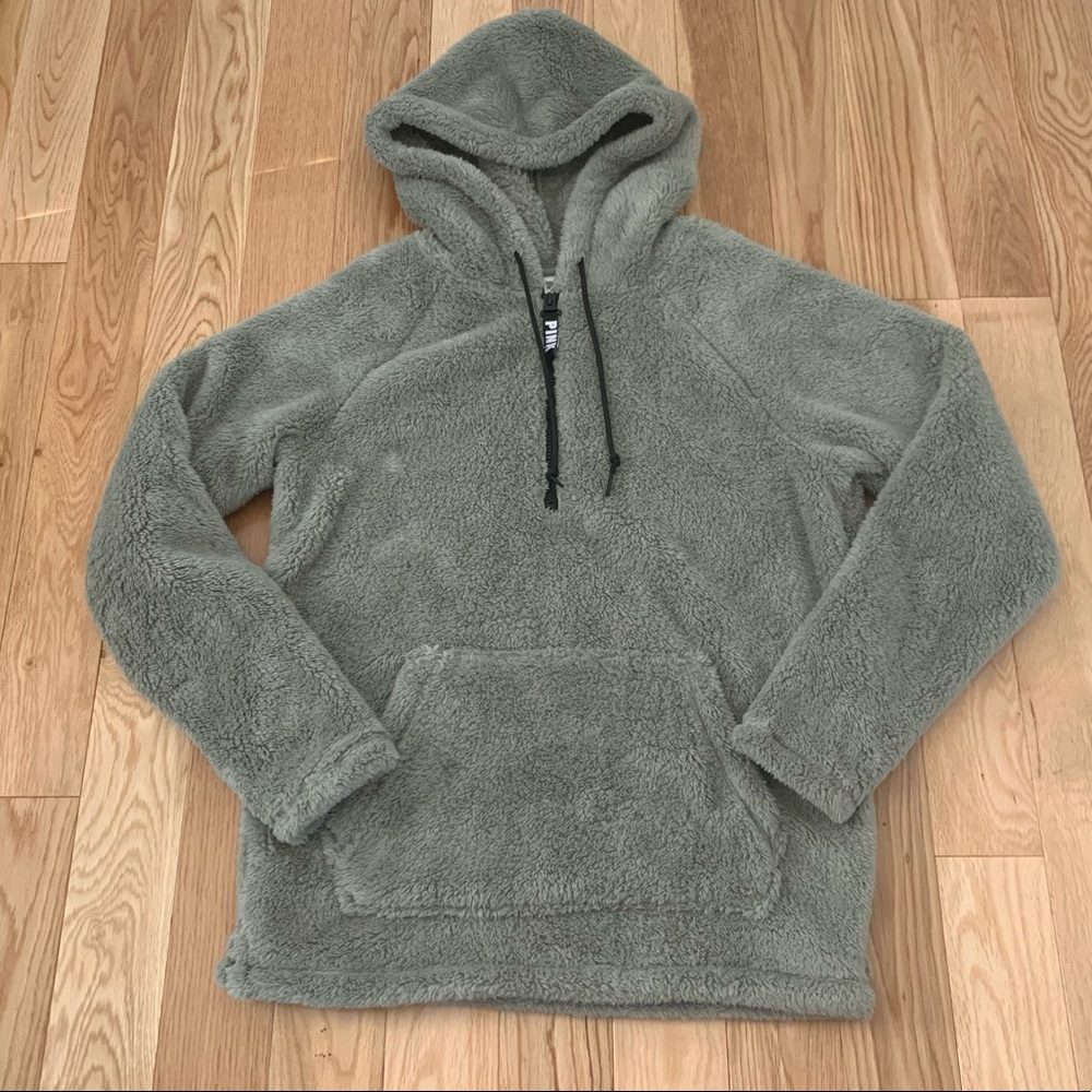 Pink Victoria’s Secret Half Zip Sherpa Hoodie XS